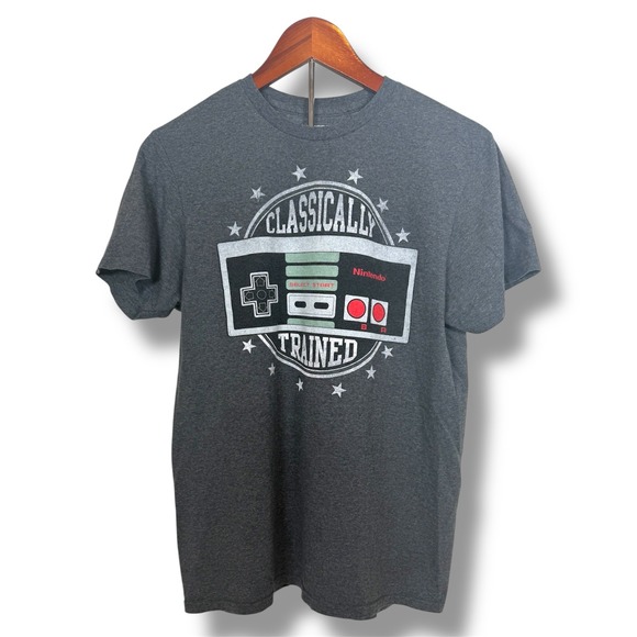 Nintendo NES Classically Trained T-Shirt Men's Medium Retro Gamer Tee Gray - Picture 1 of 5